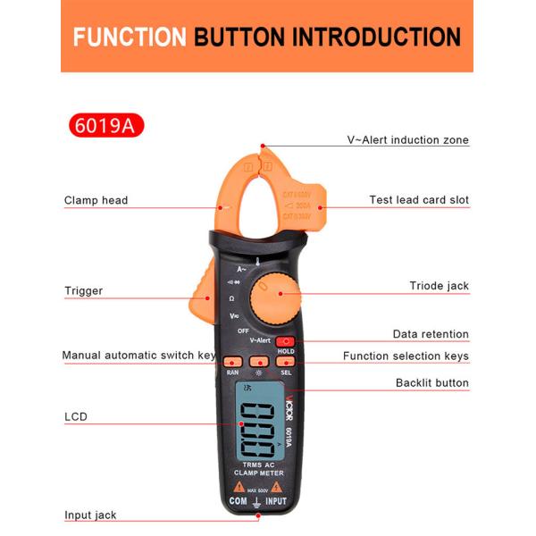 MINI True RMS AC Digital Clamp Multimeter 6019A With Temperature Test