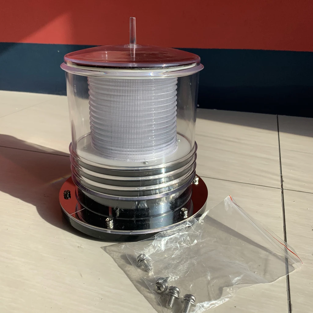 Solar Powered Marine Light with Flashing LED and 360 Degrees Lighting for Boat Navigation