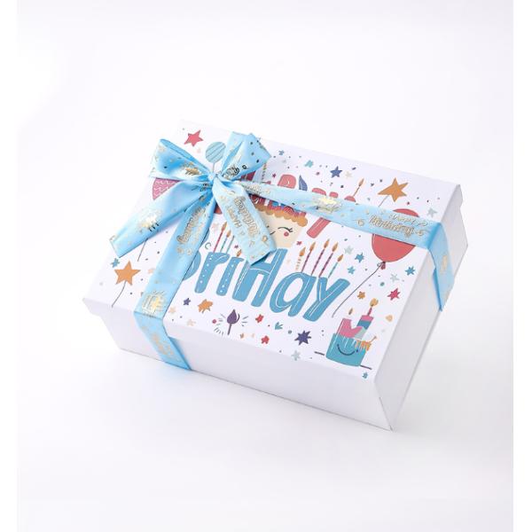 Birthday Foldable Gift Boxes Blue Bow Party Patterns Cake Balloon Graphics Fold Up