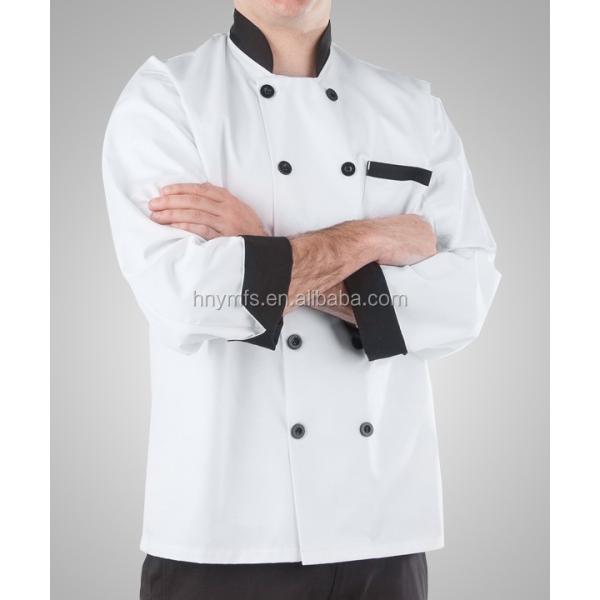 The most popular and cheapest custom made long sleeve white/black hotel uniform for chefs