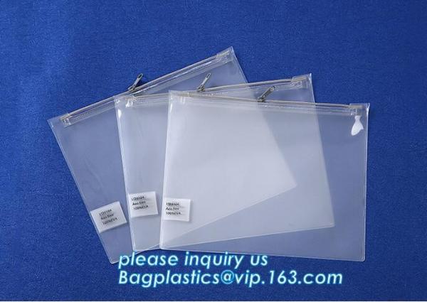 Promotional custom logo transparent pvc waterproof file pouch plastic document bag with zipper,Stationery Document File