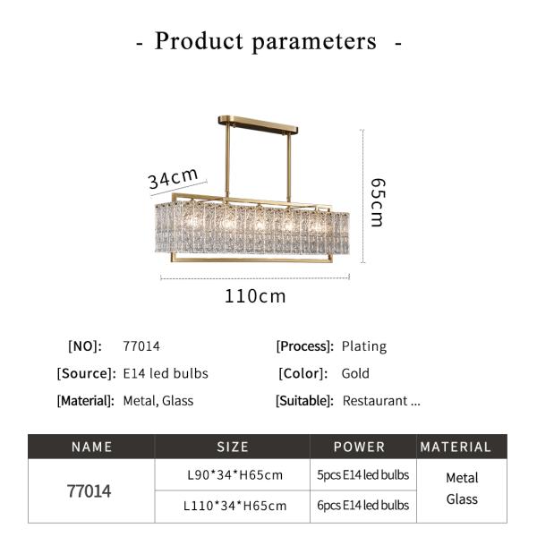 Luxury home decor lamp living room chandelier rectangle modern led crystal chandelier ceiling light(WH-CY-229)