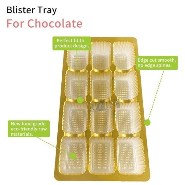 12 Cavity Plastic Chocolate Packaging Golden Chocolate Blister Packaging Tray