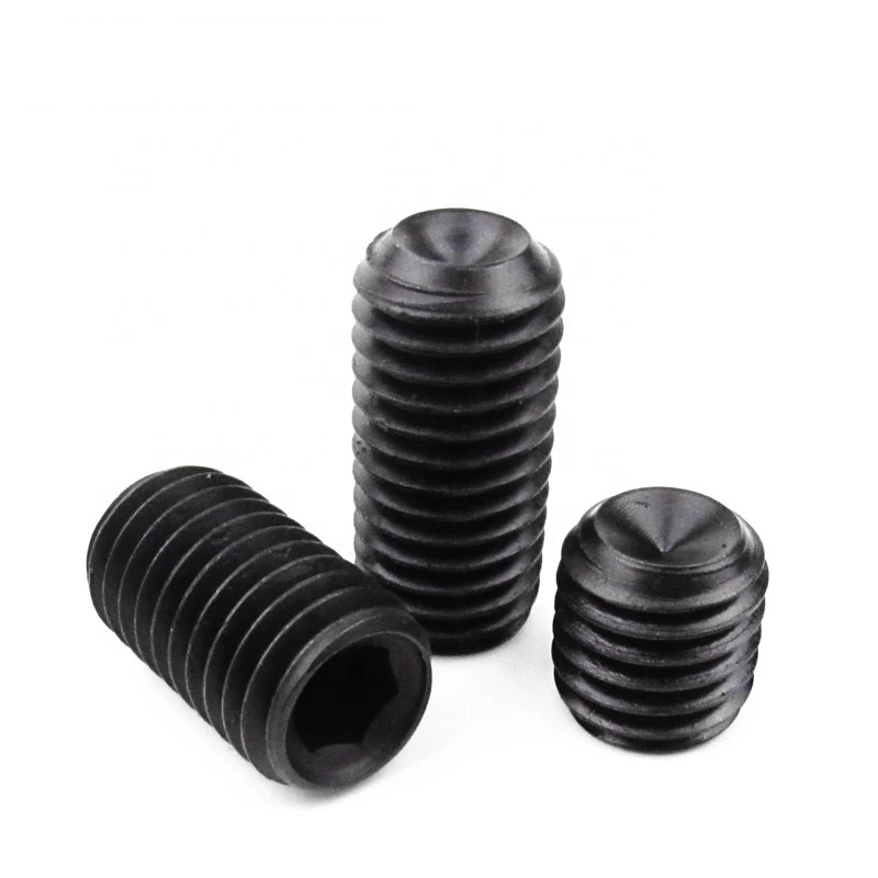 Black Oxide Finish High Strength Hexagon Socket Set Screw with Concave End Headless Machine Screw