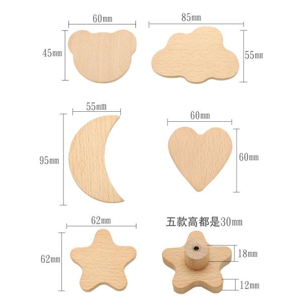 Wooden Star Moon Furniture Knobs Pulls Drawer Knobs For Children Room