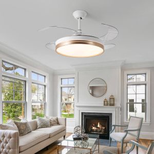 wholesale Invisible Retractable Ceiling Fan Chandelier 52 Inch Round Dimmable