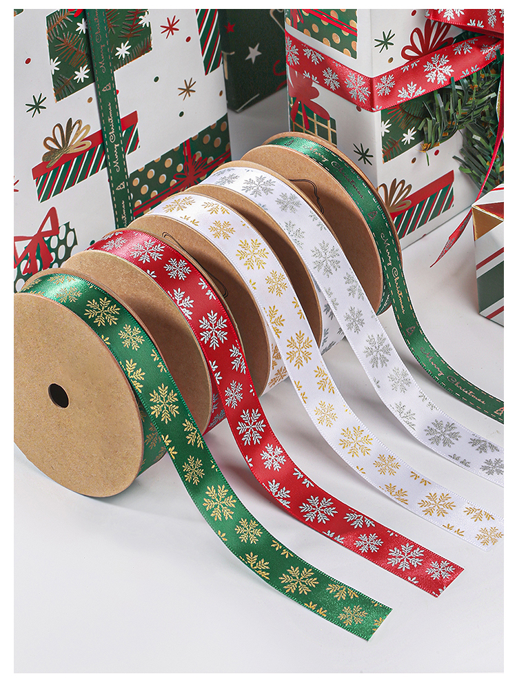 Custom gold foil printed gift polyester satin ribbon with logo