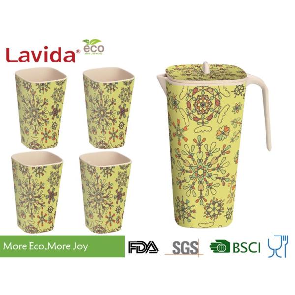 Disposable Plastic Beverage Jug FDA Pass Dishwasher Safe With Obstract Flowers Prints