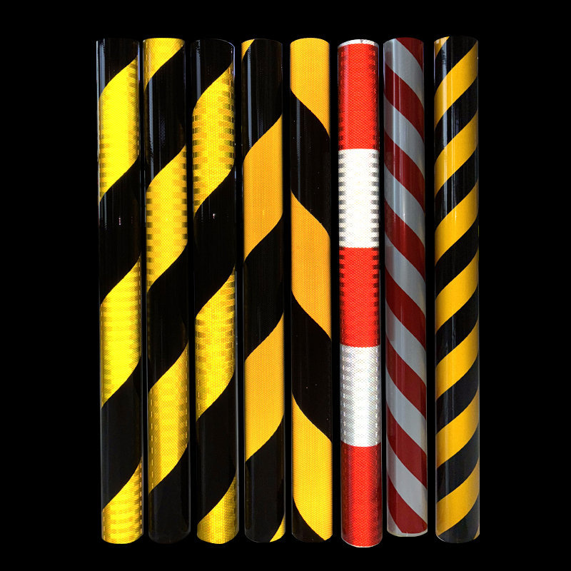 Flexible Choice Prismatic Reflective Sheeting With Yellow And Black Stripes For Warning Strips Bridges