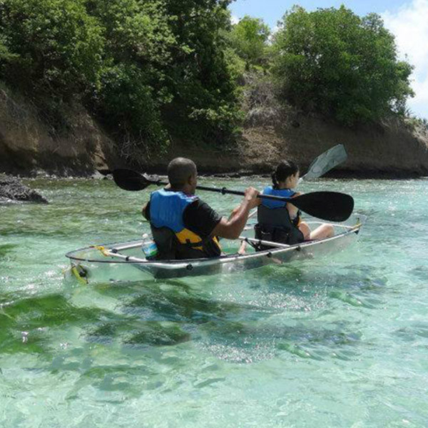 Fast Speed Cool Double Paddle Canoe , Stabilized Clear Fishing Rowing Boats