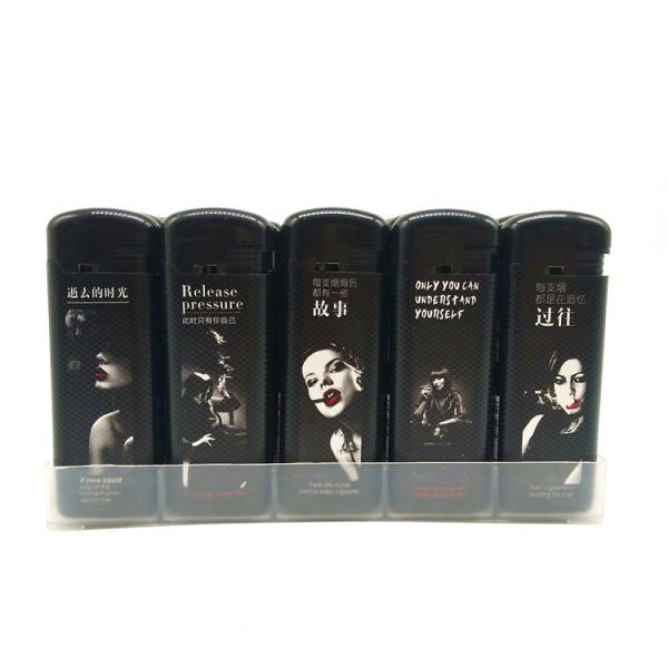 OEM Available Dy-F008 Flip Model Windproof Electronic as or ABS Material Lighter with Custom Sticker