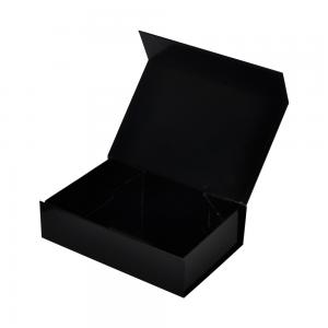 China Glossy Lamination Black Paper Boxes Packaging Gift Foldable With Magnetic Lid on sale