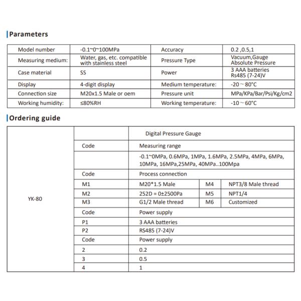 YK-80 Universal Pressure Transmitter Ideal for OEM Integration Industrial Process Control and Equipment Manufacturing