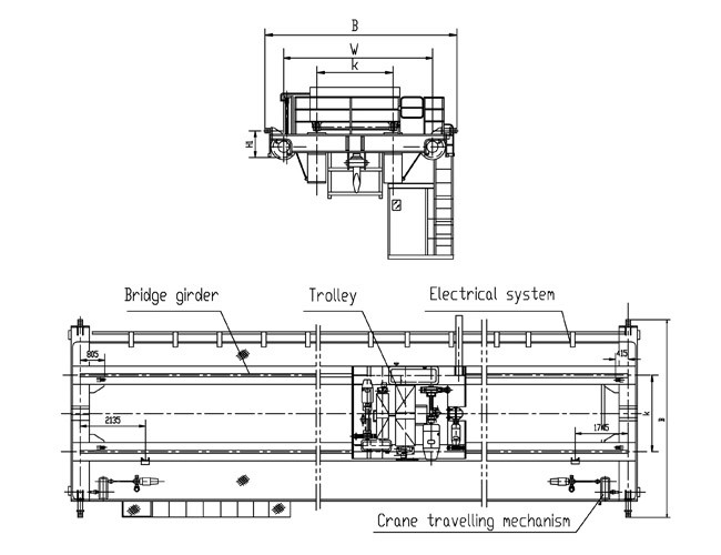 Low Voltage Protection Q345 Double Girder Overhead Crane