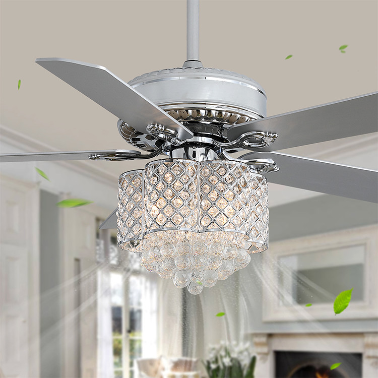 China 18w Flush Mount Crystal Chandelier Ceiling Fan on sale