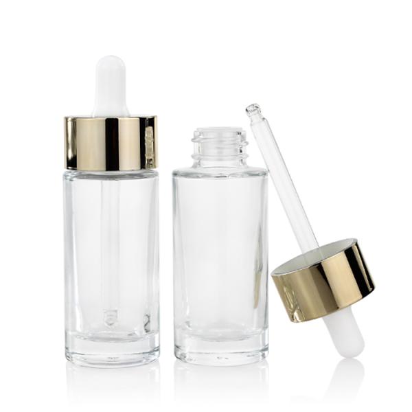 Glass Medicine Serum Dropper Bottles 30ml Cosmetic Container With Gold Cap