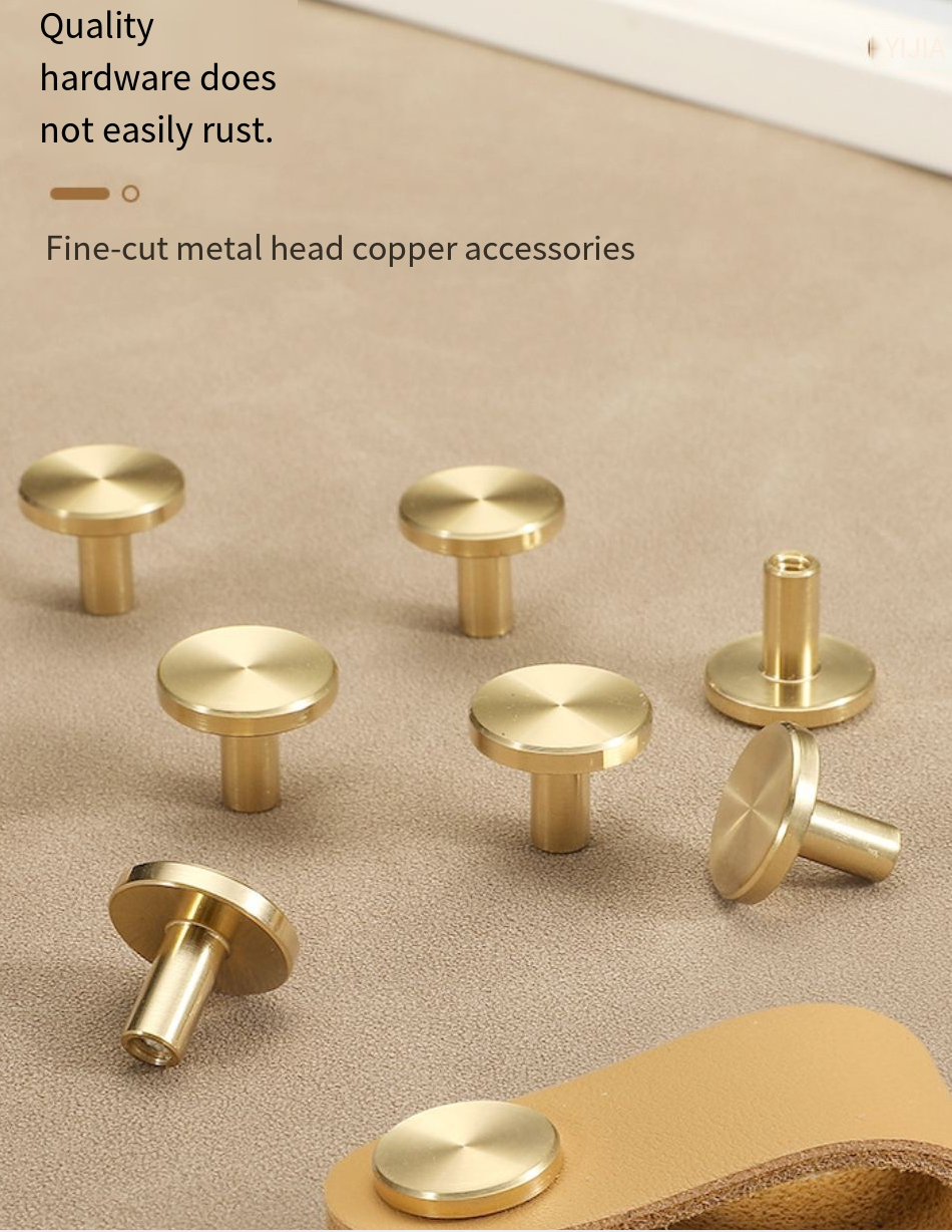 Contemporary Modern Leather Cabinet Knobs Metal Button Drawer Handles for Home Decor & Children's Room Wardrobe Dresser Knobs