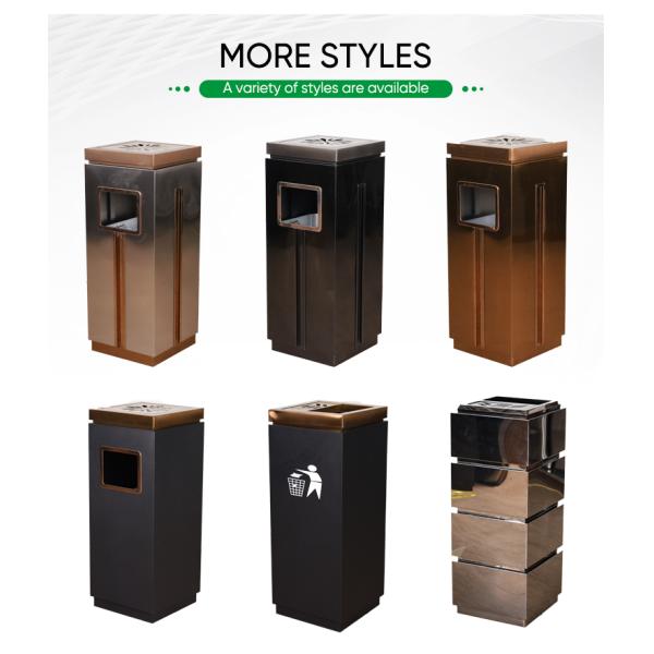 Popular Hotel Stainless Steel Trash Can Hotel Modern Public Rectangular Stainless Steel Trash Can