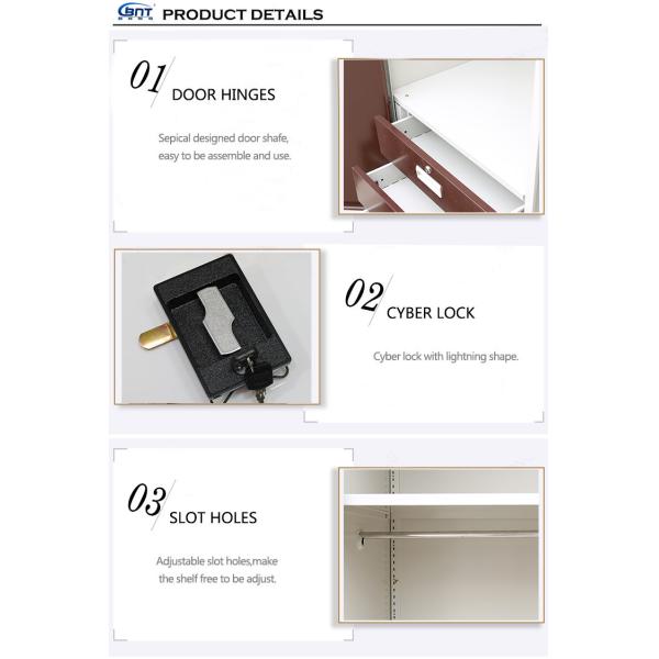 Easy Install Lightweight RAL Color Metal Wardrobe Closets