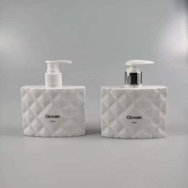 Eco-friendly PET White Square Plastic Shampoo Bottles 250ml 500ml 1000ml Empty Body Wash Pump Bottle