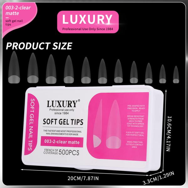 Luxury 500PCS Medium Square Nail Tips Set Clear Soft Gel False Nails Suitable for Women DIY Fake Nails