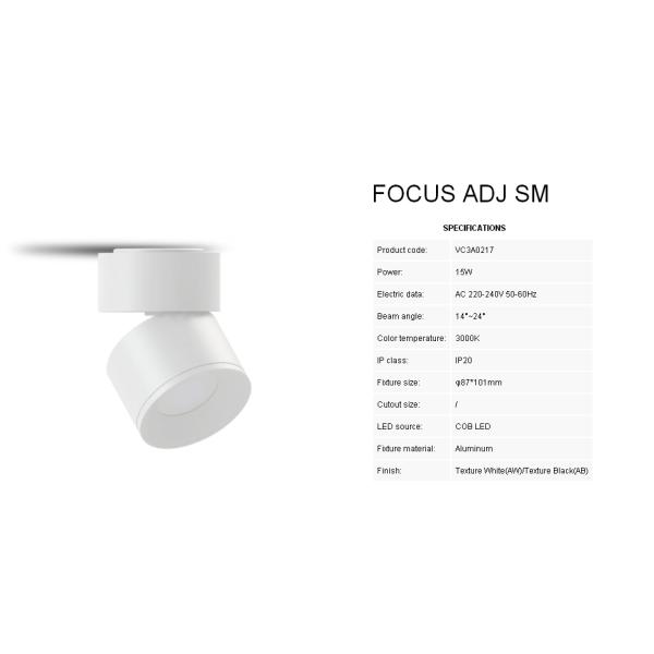 Aluminum 3000K Surface Mounted Downlight 220V Tiltable Ceiling Fixture
