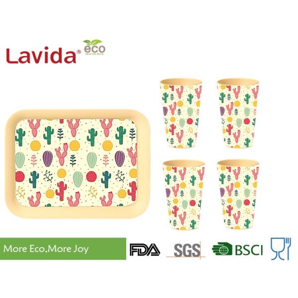 Food Grade Prints Bio Bamboo Fiber Mug Glass Non - Fragile Low Thermal Transfer