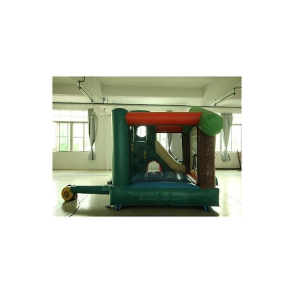 Green Jungle Fun Cabin Inflatable Bouncer Combo For Kids Logo Customized