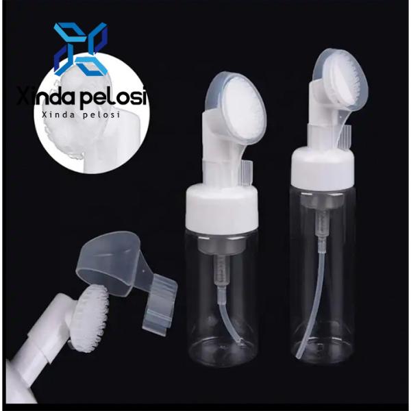 40mm Foaming Soap Pump Emulsion Mousse Plastic Lotion Bottle Foaming Face Wash Bottle With Brush