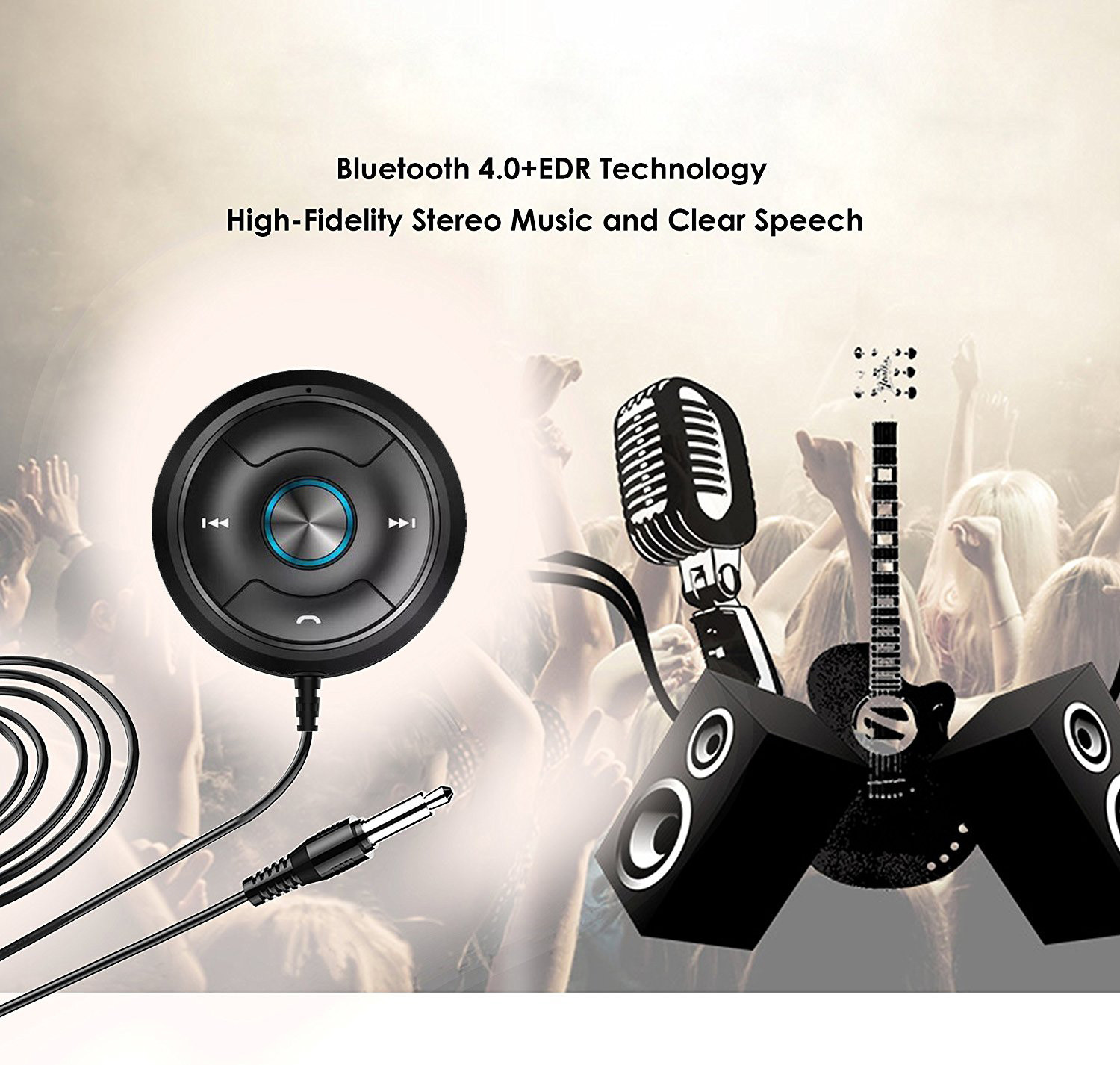 2018 wholesale wireless Bluetooth car kit aux adapter car mp3 fm transmitter aux Bluetooth music receiver