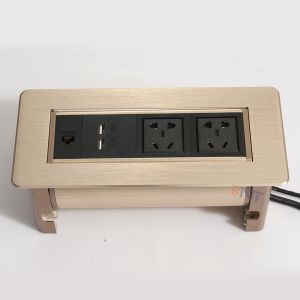 Thick aluminum material manual flip up conference table power socket