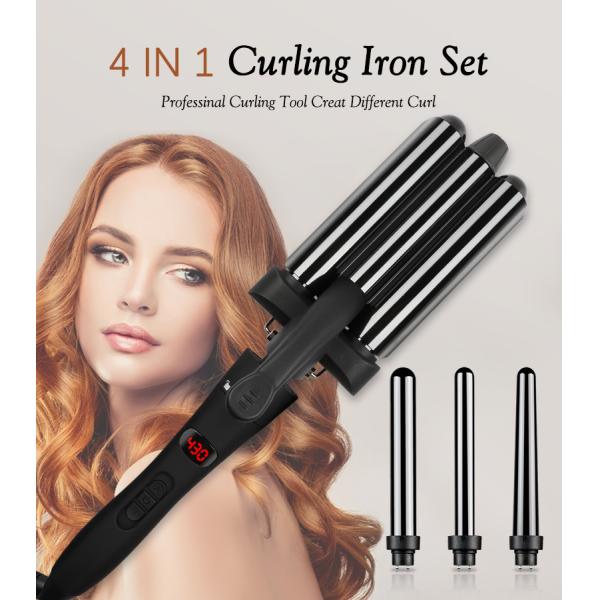 Professional Interchangeable Hair Curler Wand Set With Ceramic Barrels