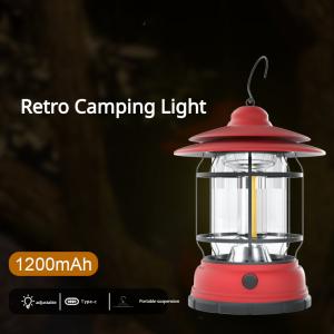 China Outdoor retro American camping light 3 gears adjustable USB rechargeable portable camping tent flashlight on sale