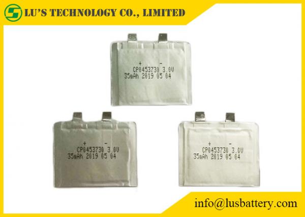 Quality 35mah 3.0v High Performance Lithium Battery CP0453730 For Smart Card for sale