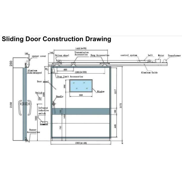 600mm/Sec Sliding Automatic Hospital Door SUS304 1000*2100mm