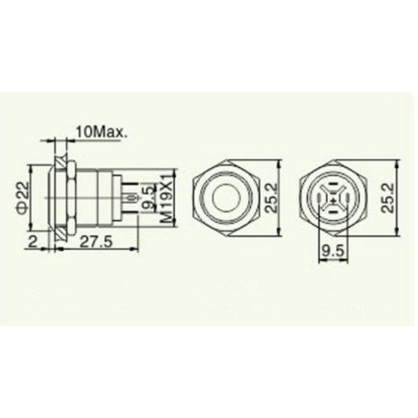 Self Reset LED Panel Mount Push Button Switch 19mm Pin Terminal Silver Alloy 1NO