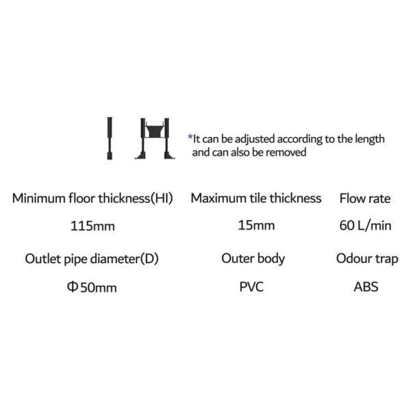 DIY Length Vertical Shower Drain Adjustable Hight Shower Drains Smart Living