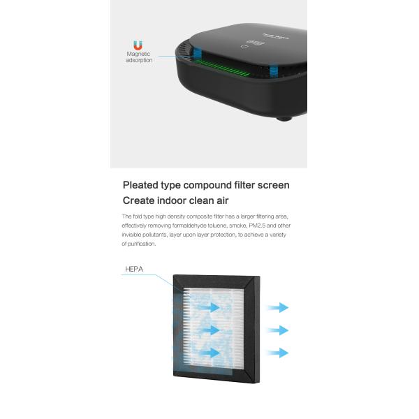 PM2.5 Display Mini Portable Intelligent Air Purifier Smart Touch Car HEPA Filter Air Purifier With Air Quality Sensor