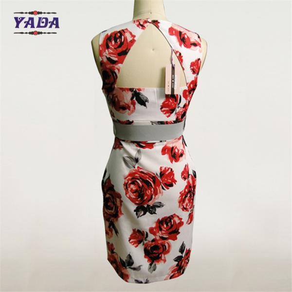 Latest patterns ladies casual floral print beach dresses loose a line traditional dress with waist belt