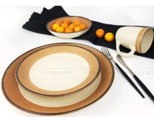 New Bone China Leopard Color Ceramic Gold Design Square Plate Ceramic Dinnerware Sets
