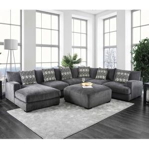 Buy cheap Sectional Sofa with Pillows and Memory Foam, Gray Chenille product