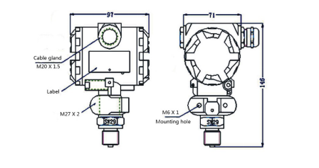 High Stability 36VDC Sealed Gauge Pressure Transmitter LCD Indicator