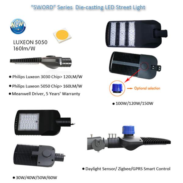 Water Proof Parking Lot Outside Street Lights 85-265v Pure White 5700 k