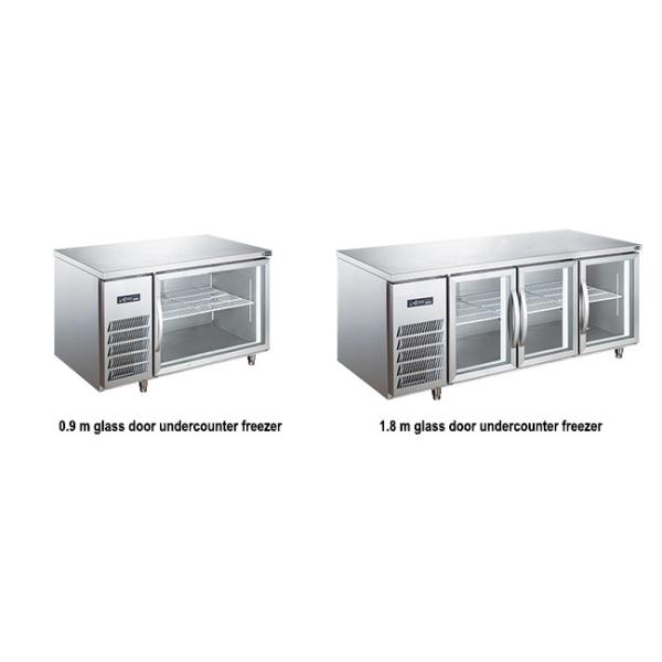 Customization Glass Door Undercounter Freezer 0.9m 1.8m Refrigerated Prep Counter