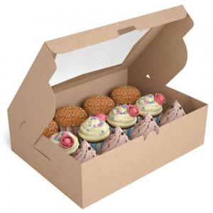 Buy cheap Kraft Paper 4 6 12 24 Hole Cupcake Packaging Box With Clear Transparent Window product