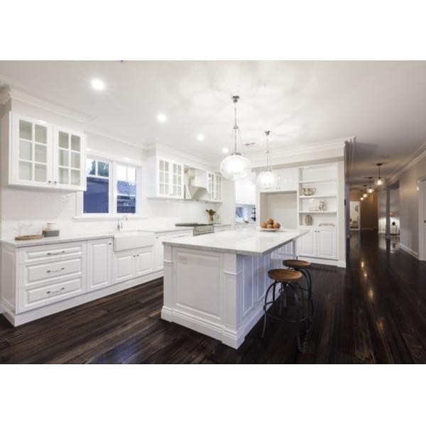 Laminate Modern Modular Kitchen Cabinets High Gloss Finish And Quartz Top