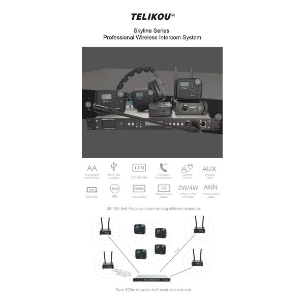 Wireless Studio Intercom 100 16 Users Duplex For Professional Event Audio Video