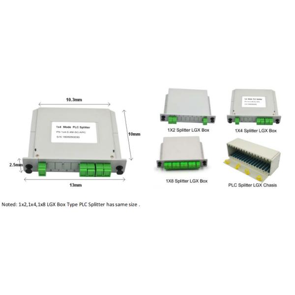 Cassette Type LGX Box PLC Splitter Insertion 1x2 1x4 1x8 With SC APC Connector
