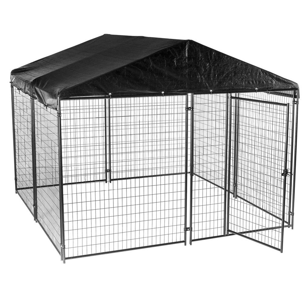 Black Heavy Duty Dog Kennel Run 4ft X 4ft X 6ft Outside Welded Wire Mesh