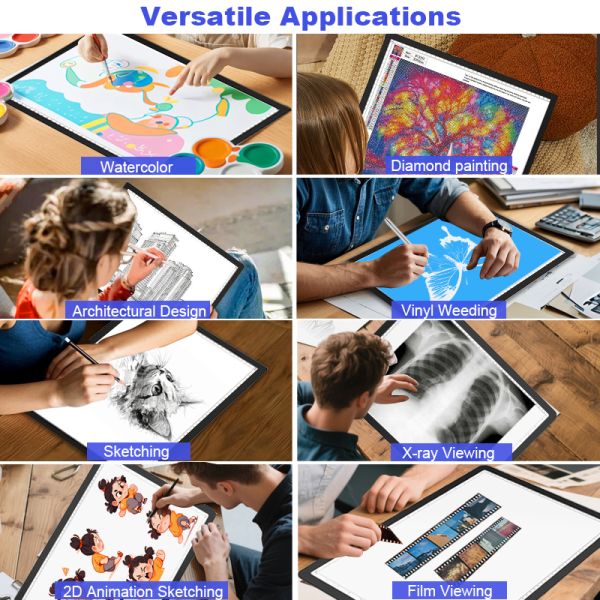 PS Acrylic Panel LED Light Pad Ultra Thin Silver Coating Wireless Animation Tracing Light Box Eye Friendly Drawing Board